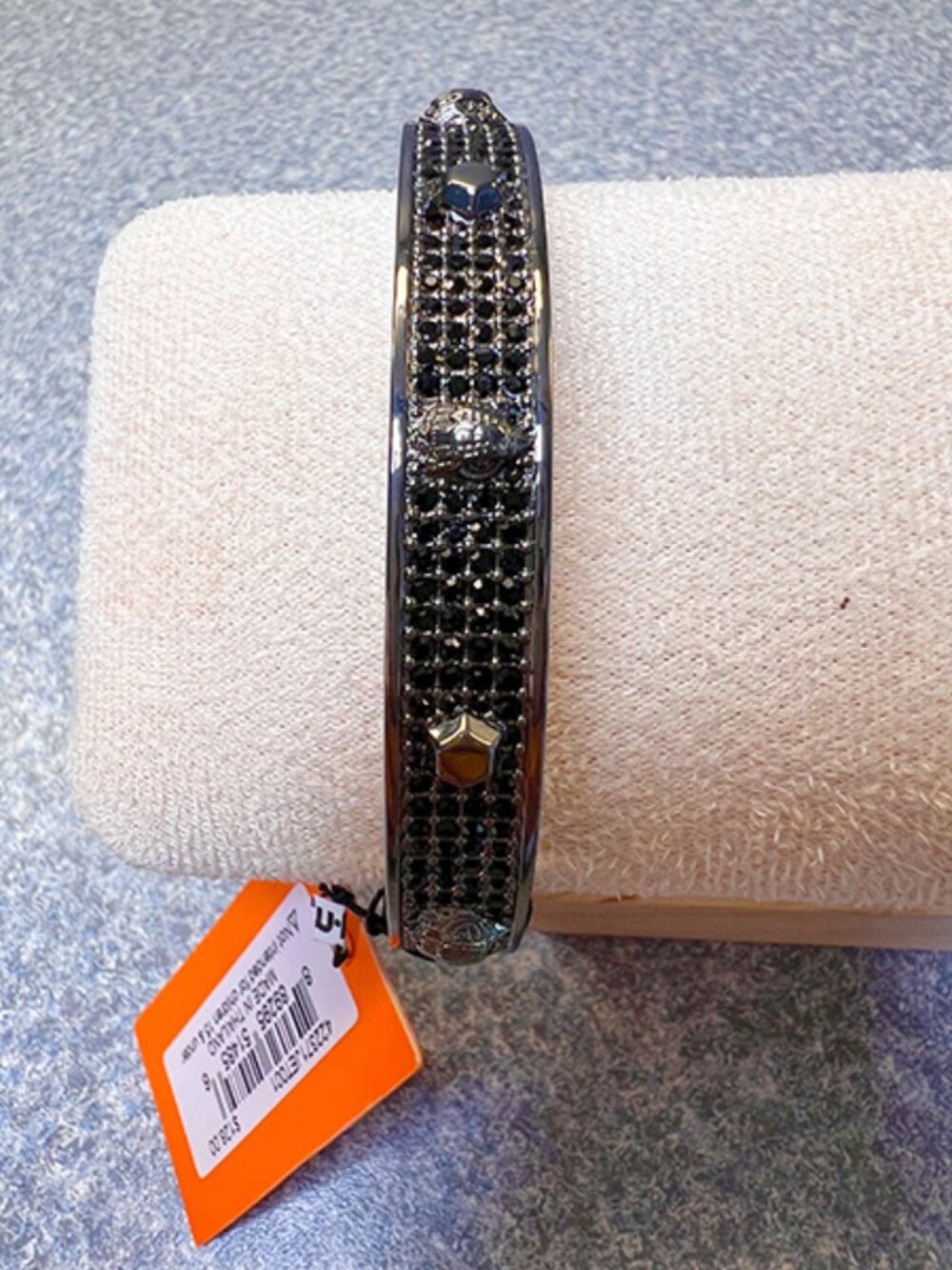 Kurt Geiger London | Gunmetal Black Crystal Hinged Bangle Bracelet | NWT